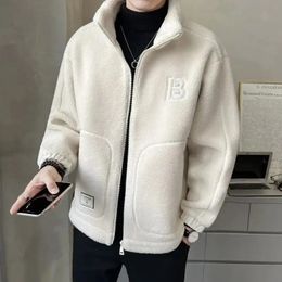 Men's Jackets Korean Fashion Lamb Fleece Jacket Men Autumn Winter Large Size Fleece Padded Couple Trendy Brand Ins Loose Lamb Wool Jackets 231110