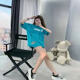 2023 New Women's High quality tshirt Shirt Edition Classic Letter Print Washed Old Hole Cut Loose Sleeve T-shirt