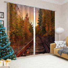 Curtain Custom Size Train Track Trees Windows Curtains Backdrop Living Room Bedroom Thin Kitchen AutumnDrapes Dropship