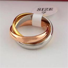 50%off Classic Three-rings Ring for Men Women Couple Fashion Simple Style Rings with Three Colors Rose Gold Rings295T