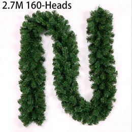 Christmas Decorations 27M Pine Artificial Fir Wreath Green Garland Xmas Home Party Decoration Tree Decor 231109