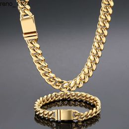 VEROMCA 18k Gold Stainless Steel Cuban Necklace Customizable Four Sided Grinding Clasp Necklace