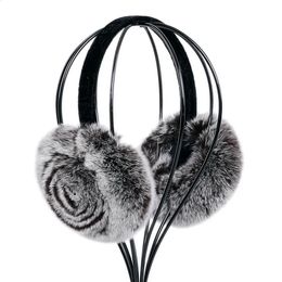 Ear Muffs Natural 100% Rex Rabbit Fur Earmuff Women's Autumn and Winter Warm Earmuffs Ear Cover Ear Warmer Ear Muffs Winter Rose Flower 231109