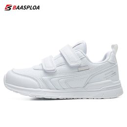 Sneakers Baasploa Children Skate Shoes Leather Sneakers Casual Kids Lightweight Walking Skateboarding Shoes Boys Girls Non-Slip 230410