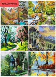 Paint By Number Canvas Painting Kits Tree Diy Unframe Home Decoration Painting By Numbers Landscape Handpainted Gift High Quality 7655800