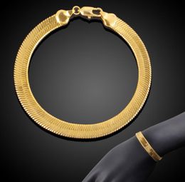 Men/Women Trendy Hip-hop 18K Real Gold Plated Europe & America Snake Chain Bracelets Fashion Costume Bracelets Jewellery for men women