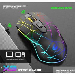 Mice Mice Wireless Mouse Bluetooth Rechargeable Trathin Silent Led Backlit 24Ghz Gaming Mause For Ipad Computer Laptop Drop Delivery C Dhjph