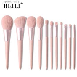 Makeup Brushes BEILI Make up Brushes Pink 11 pcs Cosmetic Beauty Makeup Brushes Set For Blusher Foundation Eyelash Eyeshadow brochas Maquillaje Q231110