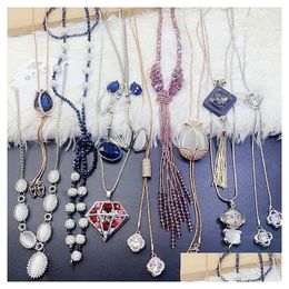 Pendant Necklaces Yao Mixed Batch Fashion Simple Crystal Zircon Sweater Chain Korean Versatile Long And Short Collarbone Nec Dhgarden Dh9Lq