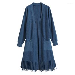 Women's Knits Autumn And Winter Korean Version Of Long -length Knitwear Jacket Slimming Thin Wool Outer Shawl Coat Women's Sweater