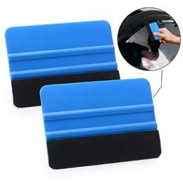 Auto Styling Vinyl Carbon Fibre Window Ice Remover Cleaning Brush Wash Car Scraper With Felt Squeegee Tool Film Wrapping Accessories 431Q