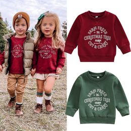 T-shirts FOCUSNORM 0-6Y Christmas Baby Girls Boys Sweatshirt T Shirts Xmas Letter Printed Long Sleeve Pullover Tops 230410