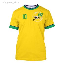 Мужская футболка бразильская майка мужская футболка мужская футбольная футбольная футбольная футболка футбольная команда O-образная рубашка негабаритная хлопчатобумажная одежда для мужской одежды M230409