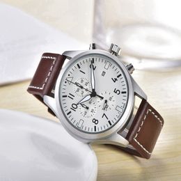 Wrist Watches for men 2023 mens Watches All dials work Quartz Watch High Quality Top Luxury Brand Chronograph Clock Iw Fashion leather Strap Montre de luxe Type three