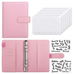 Notepads A6 PU Leather Budget Binding Notebook Cash Envelope System Set with Pockets for Currency Savings Bill Organizers 230408