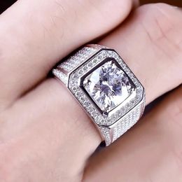 Cluster Rings Luxury Silver Plated Original Big Crystal For Men Fashion Party Wedding Jewellery Holiday Gifts