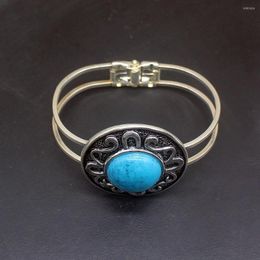 Bangle Hermosa Jewellery Special Natural Blue Turquoise Silver Colour Fashion Arrival Cuff For Women 7 Inch 20234600