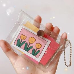 Card Holders Simple And Transparent Bag Student Portable Bus ID Bank Protective Cover Glitter Coin Wallet