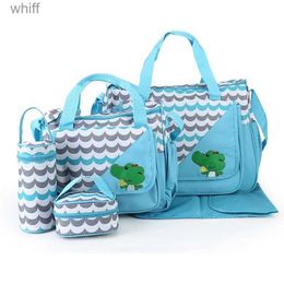 Diaper Bags 5pcs/set New Fashion Mummy Bag Baby Diaper Bags Maternity Nappy Bag Mommy Baby Care Carriage Stroller Bag OrganizerL231110