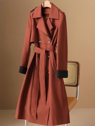 Women's Jeans Counter Thousand Yuan Brand Hawthorn Red Windbreaker Coat Autumn/Winter British Style High End Suit Collar Long