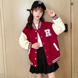 Coat Baby Girls Coat 5 To 14 Yrs Children's Sport Clothing Spring Autumn Casual Outerwear Kids Letter Printed Baseball Uniform 231108