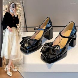 Dress Shoes High Heels Women Summer Fashion Satin Face Heel Sandals Bow One Word Buckle Pointed Toe Thick Women's