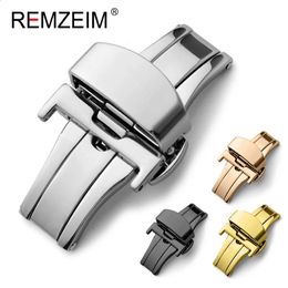 Watch Bands Butterfly Deployment Buckle Automatic Double Click Stainless Steel Strap Button For Watch Band 16mm 18mm 20mm 22mm Gift Tool 231110