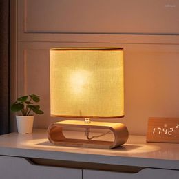 Table Lamps Nordic Modern Wood Lamp Cloth Lampshade Home Night Lights For Living Room Bedroom Bedside Desk Reading Fixture