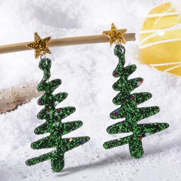 Dangle Earrings Cute Novelty Multistyle Glitter Acrylic Christmas Tree Drop For Women Cactus Trendy Gifts