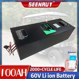 SEENRUY 60V 100Ah Li ion Lithium Battery Built-in BMS for 5000w 7000w Electric Scooter Boat Golf Cart+ Charger
