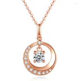 Pendants Arrival Zircon Rose Gold Round Pendant Necklace For Women Jewellery Top Quality Silver 925 Chain Girls Birthday Gift