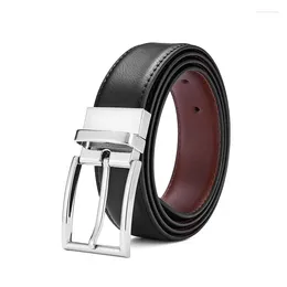 Belts High-quality Men's Genuine Leather Belt With Rotating Buckle - Wide Casual Versatile Double-sided Cowhide