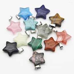 Pendant Necklaces Natural Stone Crystal Agate Five Pointed Star Necklace Charm Earrings Bracelet Jewellery Accessories Gift Wholesale 30Pcs