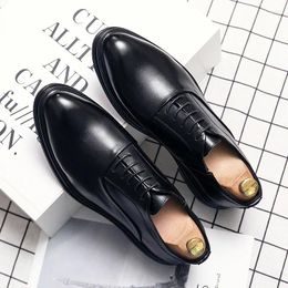 Dress Shoes Business Formal Leather Men's Casual With Suit Low Top Solid Wedding Color Fashion Oxford Pointed Office