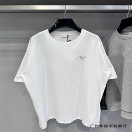 Designer summer women t shirt Shirt Correct version of high-quality family chest printed with English L letters metal label for men