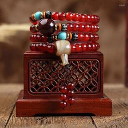 Strand High Quality Natural Tibet Jokhang Temple Old Sheep Horn Polished Barrels Beads 108 Mala Hand Strings Men And Women Bracelet