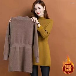 Women's Sweaters Half Turtleneck Sweater 2023 Autumn Winter Thicken Bottoming Shirt Dress Female Knitted Pullovers A1305