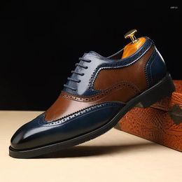 Dress Shoes Arrival Men Lace Up Oxford Brogue Moccasins Two-Tone Mixed Wedding Prom Gentleman Formal Footwear 37-48