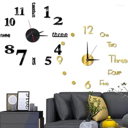 Wall Clocks 3D Large Modern Clock Roman Number Quartz Needle Digital Art Decals Acrylic Mirror Stickers Living Room Home Decor