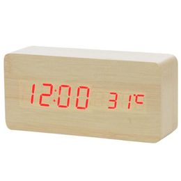 Clocks Accessories Other & USB/ LED Wooden Alarm Clock Watch Table Voice Control Digital Wood Despertador Electronic Desktop Decor 2023