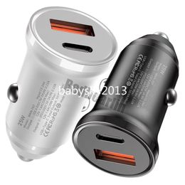 25W Mini Fast Quick Charging PD USb C Car Charger Dual Ports vehicle Chargers For Iphone 13 14 15 Pro max Samsung xiaomi LG GPS B1