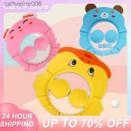 Shower Caps Yellow Duckling Babys Ear Protection Shampoo Cap Adjustable Childrens Shampoo Cap Cute Baby Shower Cap CartoonL231110