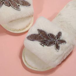 Slippers style fashion spring and autumn rabbit hair four seasons home rabbit hair girl's cotton slippers 4247 231110