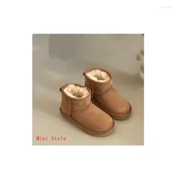 Boots Top Quality Kids Genuine Sheepskin Natural Fur Snow Baby Winter Girls Boys Waterproof Shoes