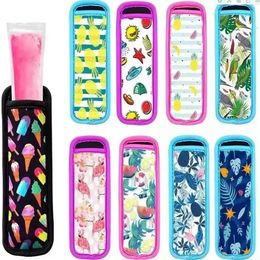 Ice Cream Tools Insulator Reusable Neoprene Freezer Holders Antifreezing Sleeve Popsicle Holder Bags tt0410