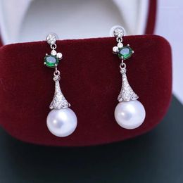 Stud Earrings ED137 Lefei Fashion Luxury 10-11mm Strong Lustre Few Flaw Freshwater Pearl Diamond-set Drop Earring For Women 925 Silver