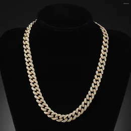 Necklace Earrings Set Wholesale Iced Hip Hop Jewelry 18'' Gold Plated Full Out Clear Rhinestone Classic Miami Cuban Link Chain Necklac
