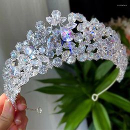 Hair Clips MYFEIVO Large Size Bridal Crown Full Zircon Princess Bride Tiaras Party Prom Women Wedding Jewellery Accessories HQ0934