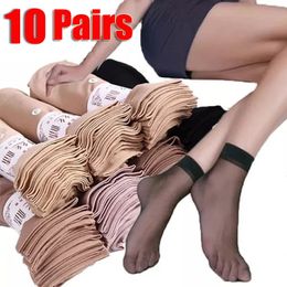 Men s Socks 10Pairs Summer Skin Colour Transparent Thin Women Crystal Silk Nylon Ladies Female Short Ankle Meias 231110