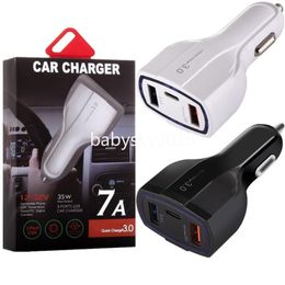 Fast Quick USb C Car Charge 3 USb Ports Type C PD Chargers 35W 7A Auto Power Adapters for ipad iphone 11 12 13 14 15 samsung S20 S22 S23 B1